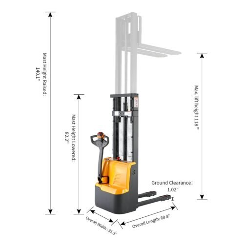 Powered Forklift Full Electric Walkie Stacker 3300lbs Cap. Fixed Legs.118" Lifting A-3034 - Image 2