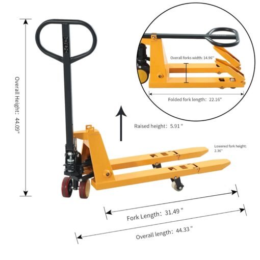 Mini Manual Pallet Jack 2200lbs 31.5 x 15"Fork A-1033 - Image 3