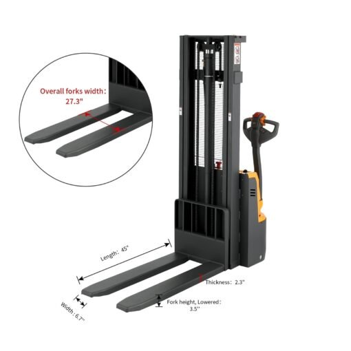 Powered Forklift Full Electric Walkie Stacker 3300lbs Cap. Fixed Legs.118" Lifting A-3034 - Image 3