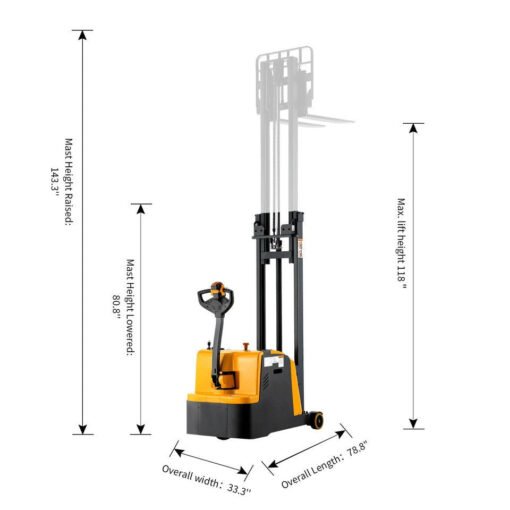 Counterbalanced Electric Stacker 1200lbs 118" High - Image 2