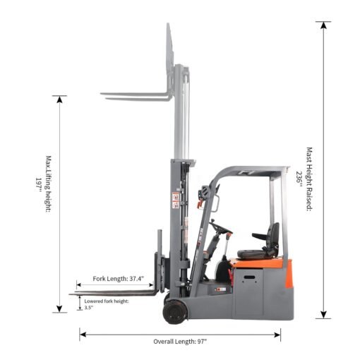 3 wheels electric battery powered forklift A-3041