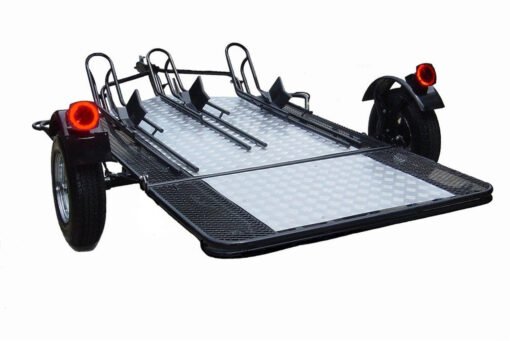 Stand, Store or Roll Ride-Up 3-Rail Motorcycle Trailer - Image 2