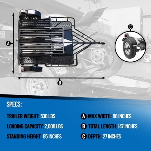 Trike and Spyder Ride-Up SRL Stand-Up Motorcycle Trailer - Image 4