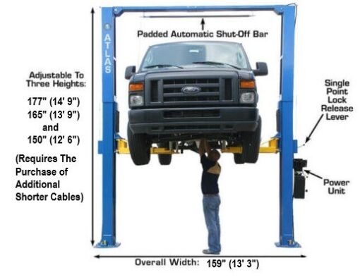 ATLAS PV12PX 12,000 lb Overhead 2-Post Lift - Image 4