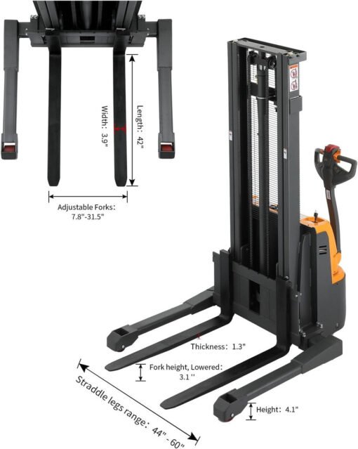 Full Electric Walkie Stacker 3300lbs Cap. Straddle Legs. 98" lifting Local Pick-Up A-3022 - Image 3