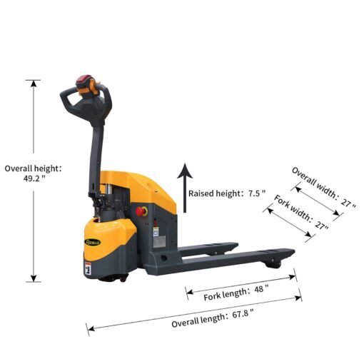 Full Electric Pallet Jack With Emergency Key Switch 3300lbs Cap. 48" x27" - Image 4