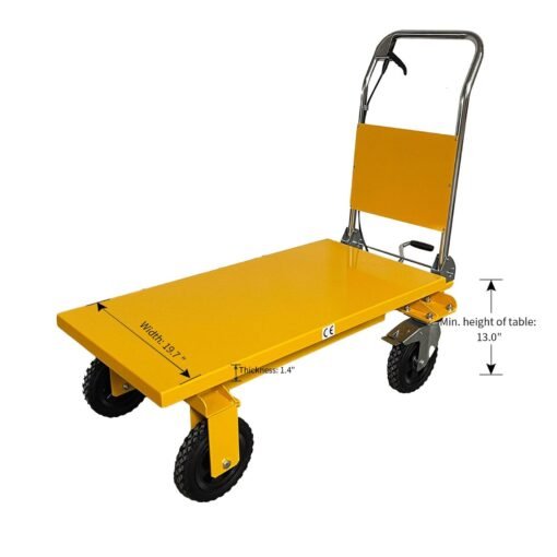 Single Scissor Lift Table 440 lbs. 39.4 " lifting height with durable big rubber load wheel - Image 5