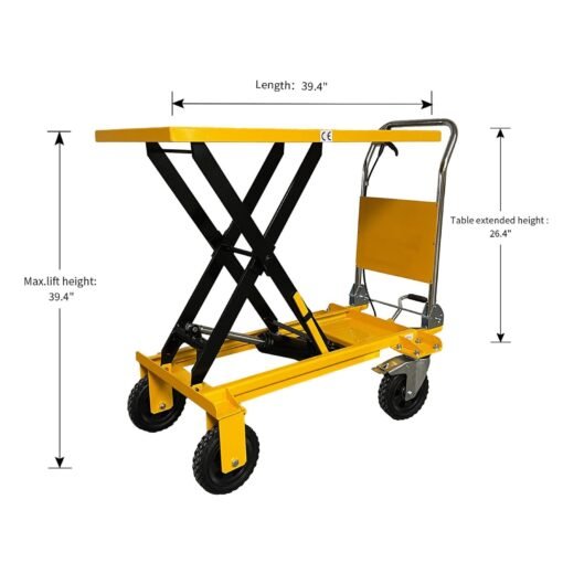 Single Scissor Lift Table 440 lbs. 39.4 " lifting height with durable big rubber load wheel - Image 6